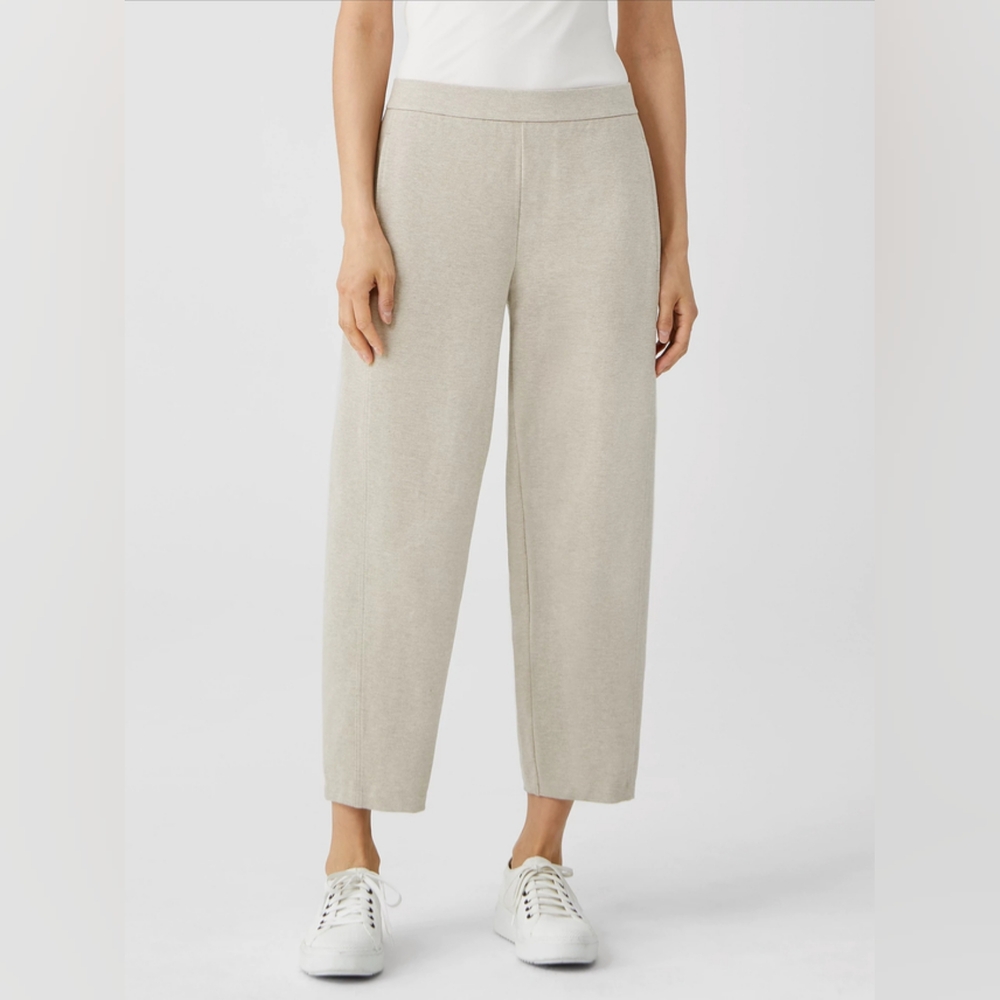 Eileen Fisher Wheat Cotton Melange Lantern Pants Size LP